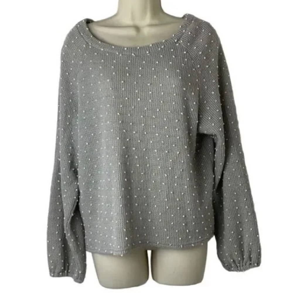 Blu Pepper Grey Swiss Dot tie back Sweater